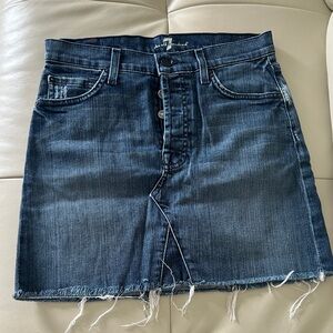 7 for All Mankind Button-Front Dark Wash Denim Mini Skirt